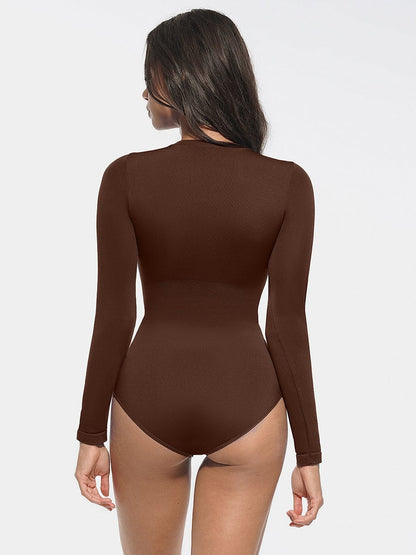 Round Neck Waist and Snap Crotch Briefs Bodysuit