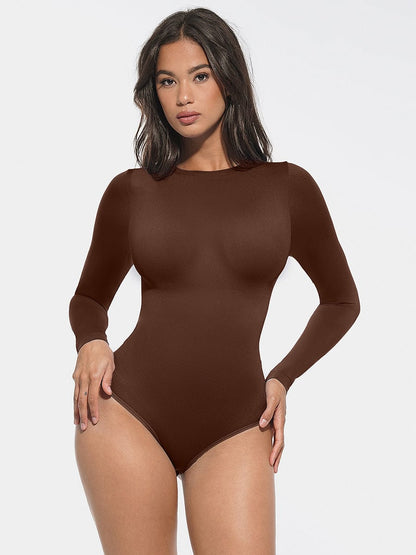 Round Neck Waist and Snap Crotch Briefs Bodysuit