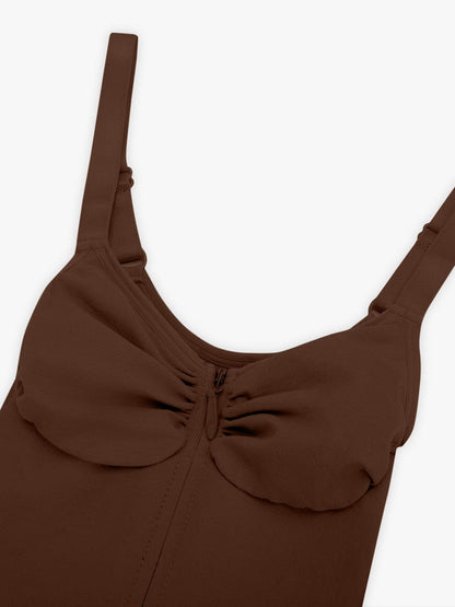 Seamless Plunge Chest Support Bodysuit with Clips Inside