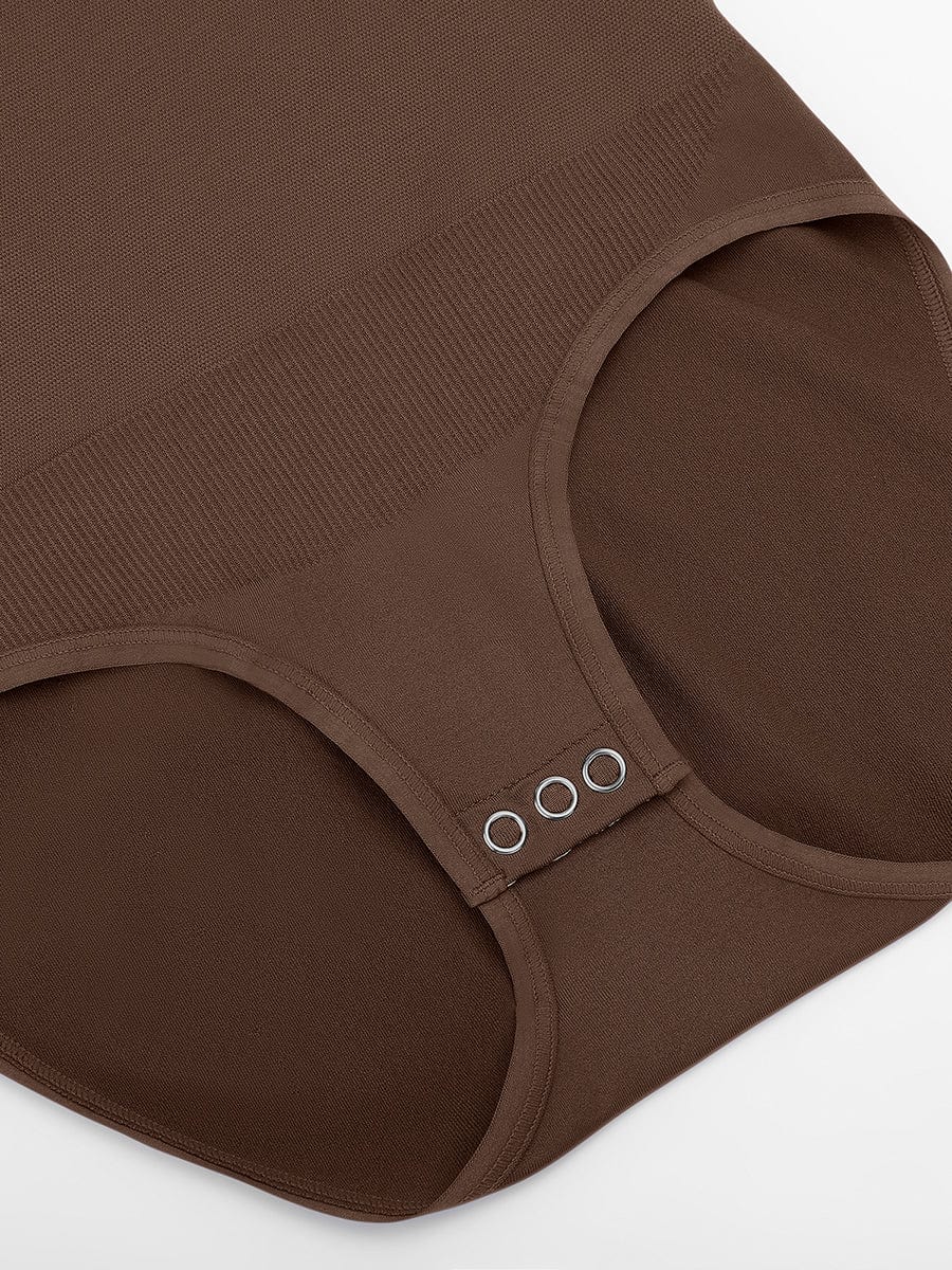 Round Neck Waist and Snap Crotch Briefs Bodysuit