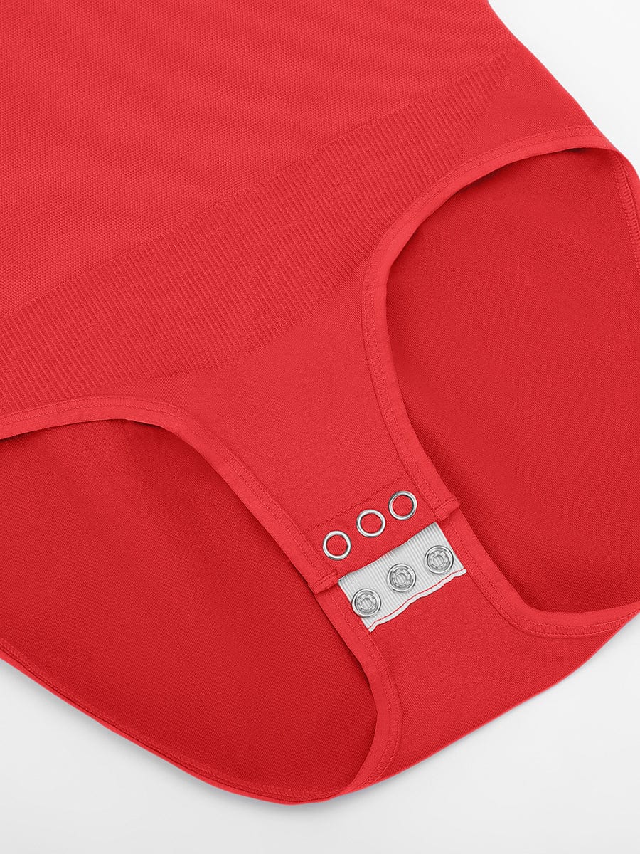 Round Neck Waist and Snap Crotch Briefs Bodysuit