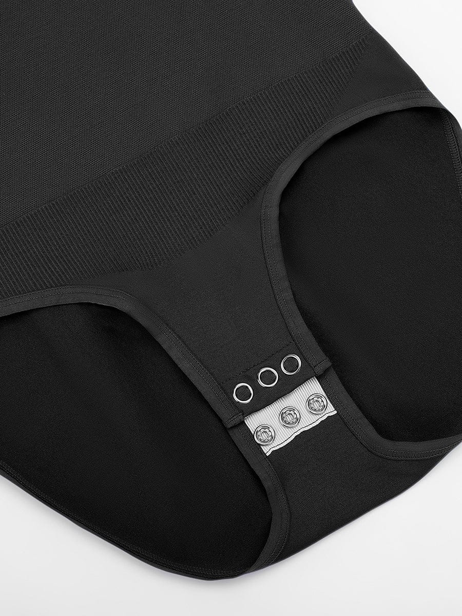 Round Neck Waist and Snap Crotch Briefs Bodysuit