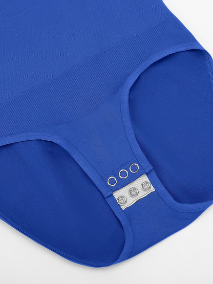 Round Neck Waist and Snap Crotch Briefs Bodysuit