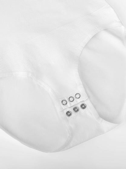 Round Neck Waist and Snap Crotch Briefs Bodysuit